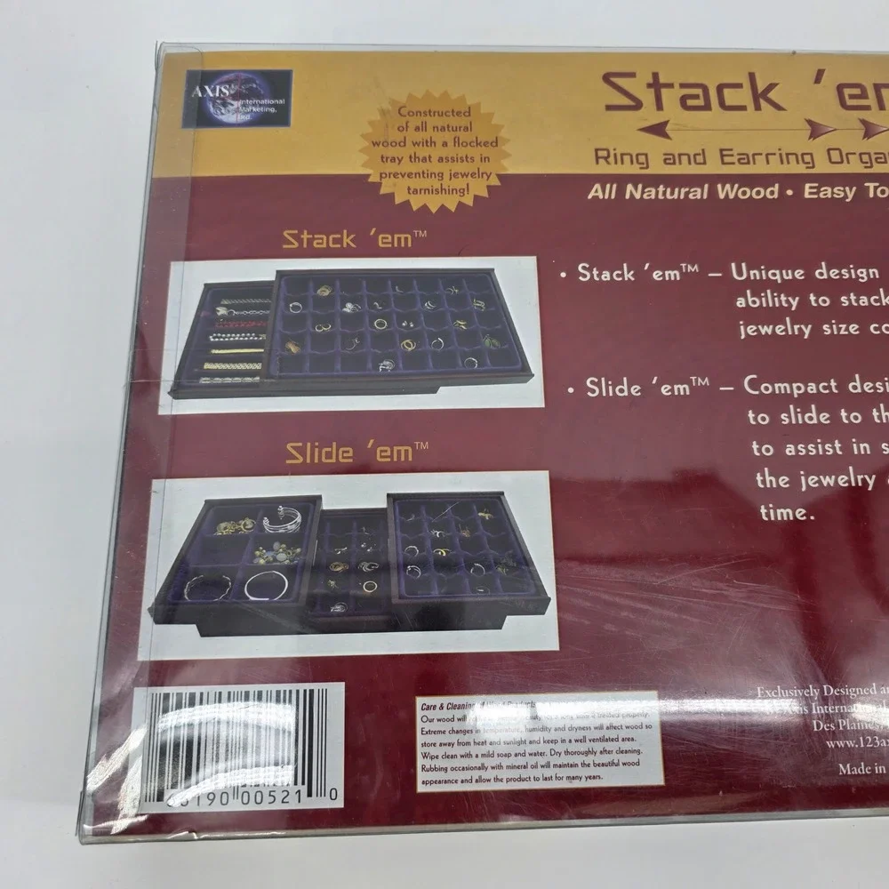Axis Stack em‎ 40 Compartment Wood Ring and Earring Jewelry Organizer Tray 521